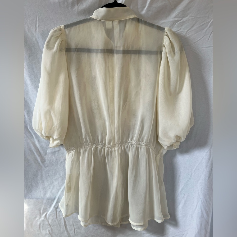 Cream Ruffled Sheer Blouse - Picture 3 of 4